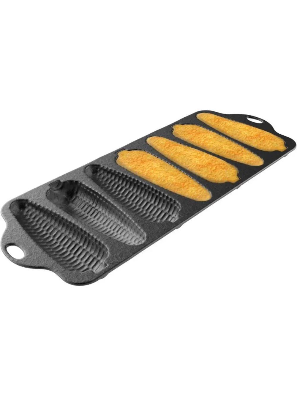 Pre-Seasoned Cast Iron Cornbread Pan with 7 Corncob Sticks - Versatile Bakeware